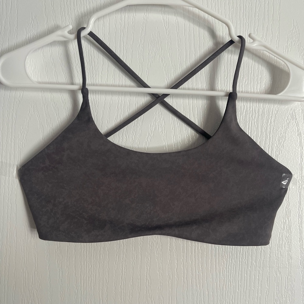 Gray Criss-Cross Sports Bra